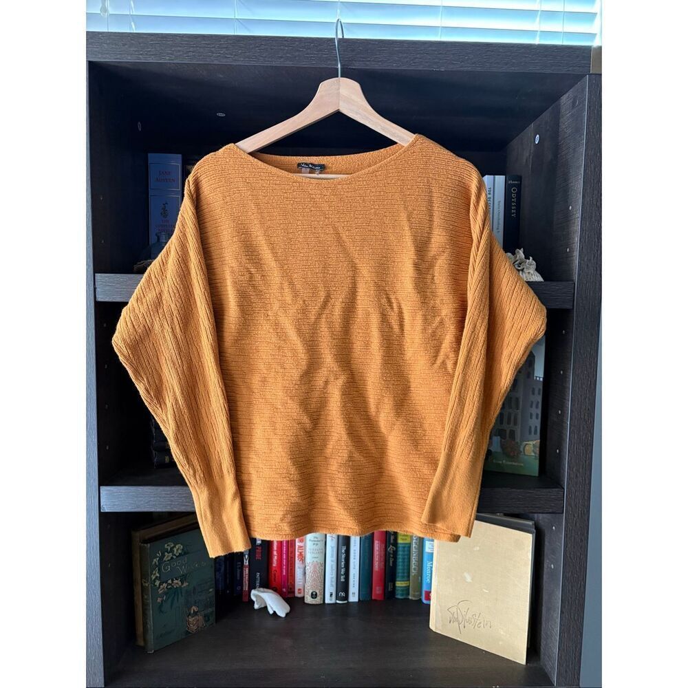Vila Milano Burnt Orange Horizontal Ribbed Dolman Sleeve Sweater Size Small